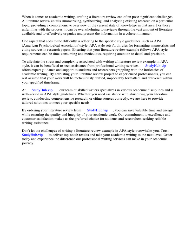 What Is A Literature Review Example Apa Style | Download Free PDF | Apa ...