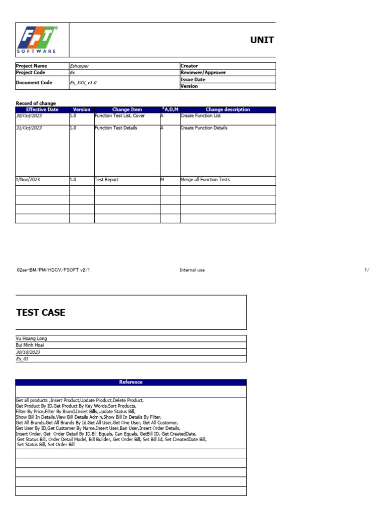 Eshopper Unit Test Case Report | PDF | Databases | Software
