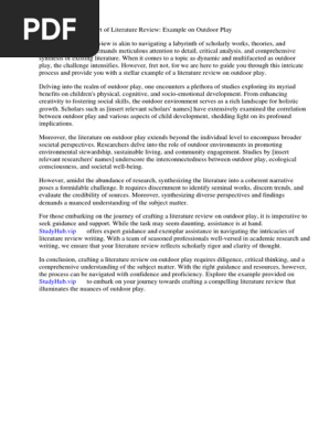 Literature Review Example Outdoor Play