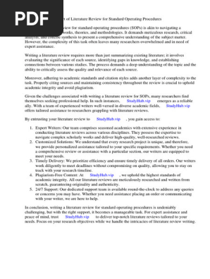 Standard Operating Procedure Literature Review