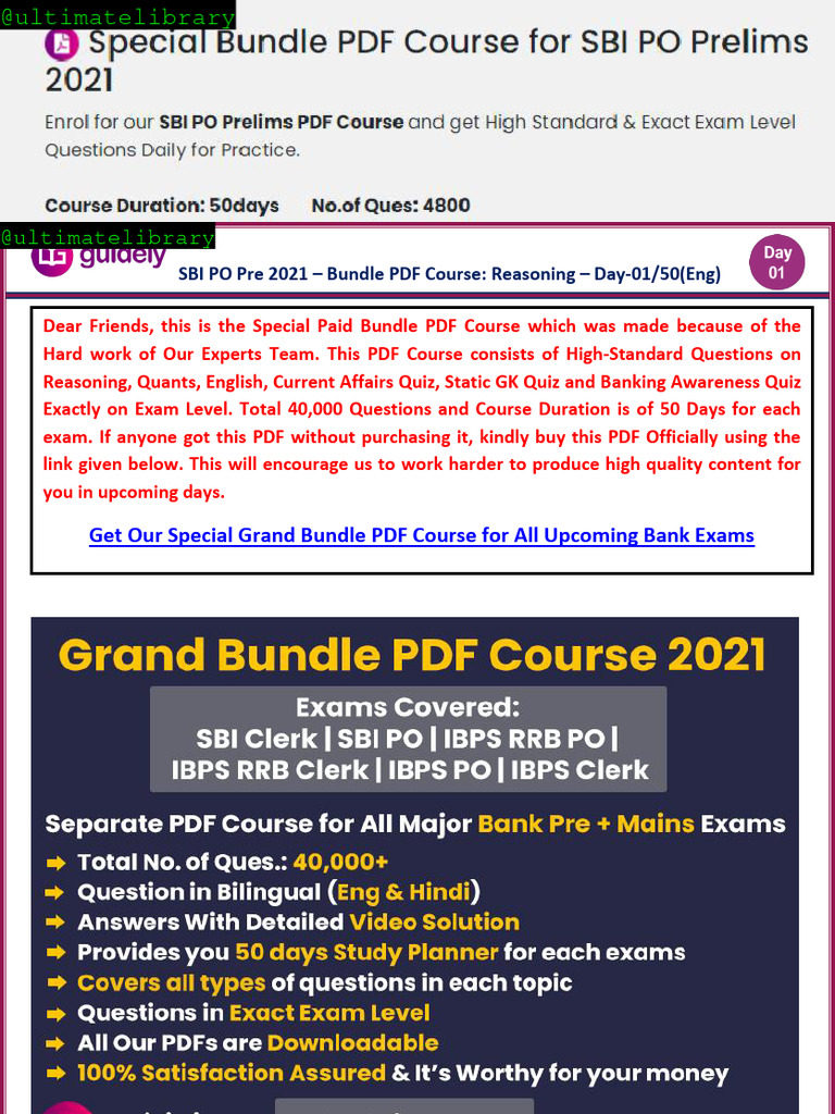 SBI PO Prelims 2021 PDF Course | PDF