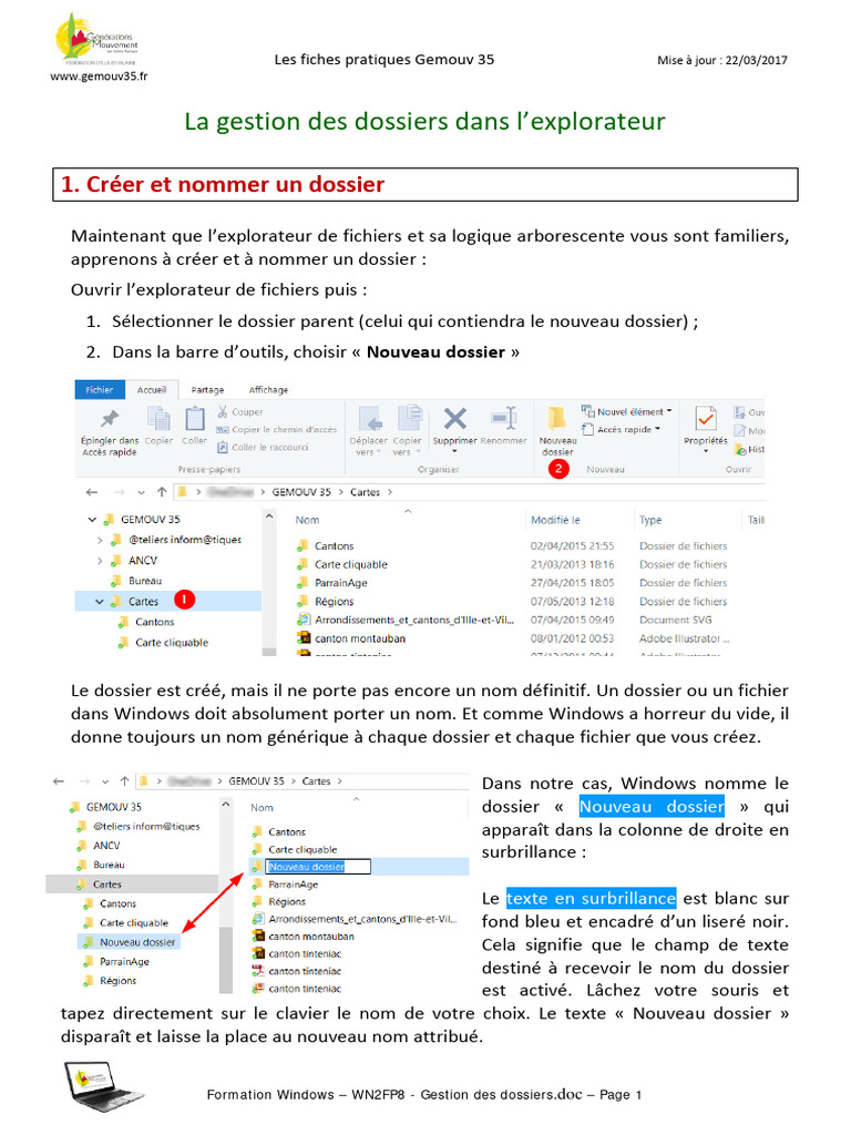 Gestion des dossiers dans Windows | PDF