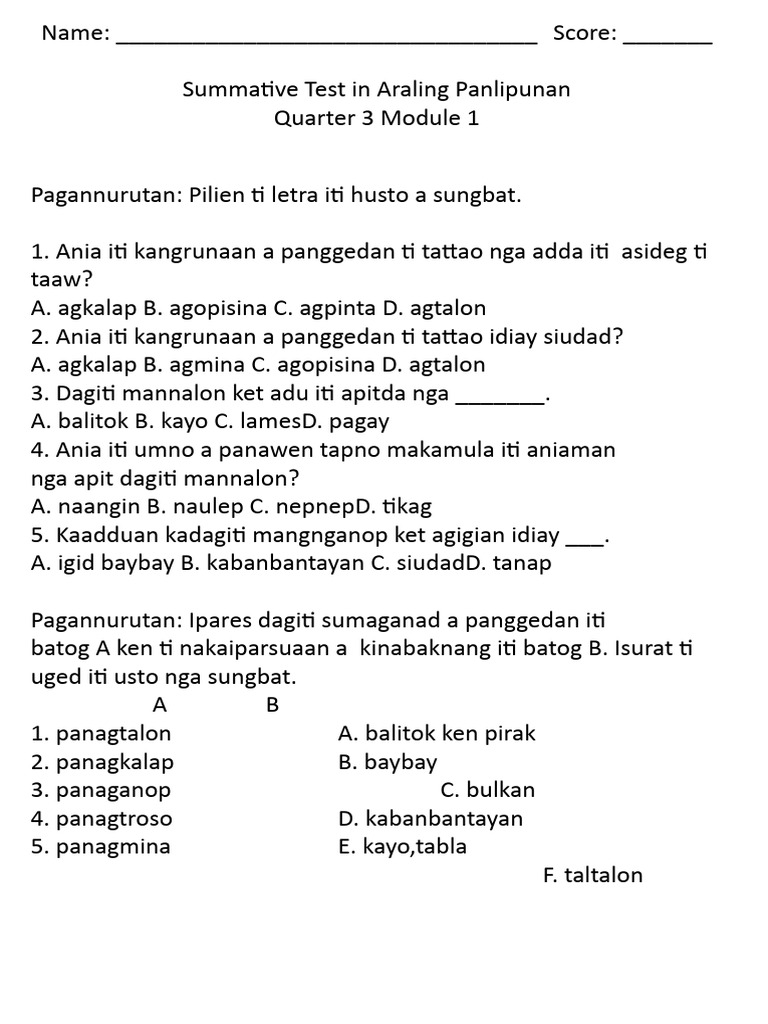 3rd Quarter WT & PT AP Mtble | PDF