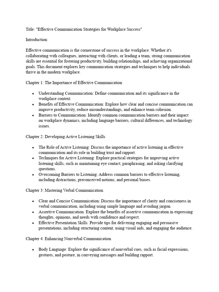 Title Effective Communication Strategies For Workplace Success | PDF