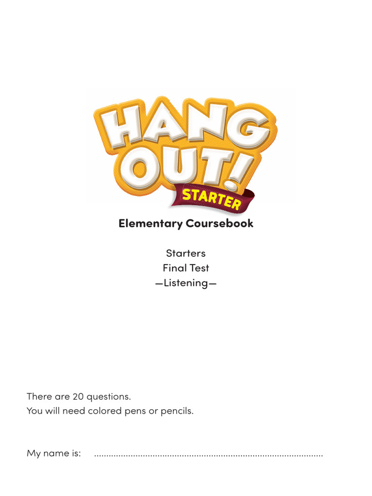 Hang Out! - Final Test Starter | PDF
