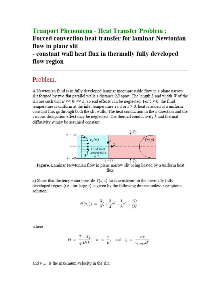 Forced Convection Heat Transfer For Laminar Newtonian Flow in Plane ...