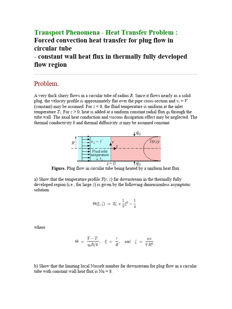 Forced Convection Heat Transfer For Plug Flow in Circular Tube ...