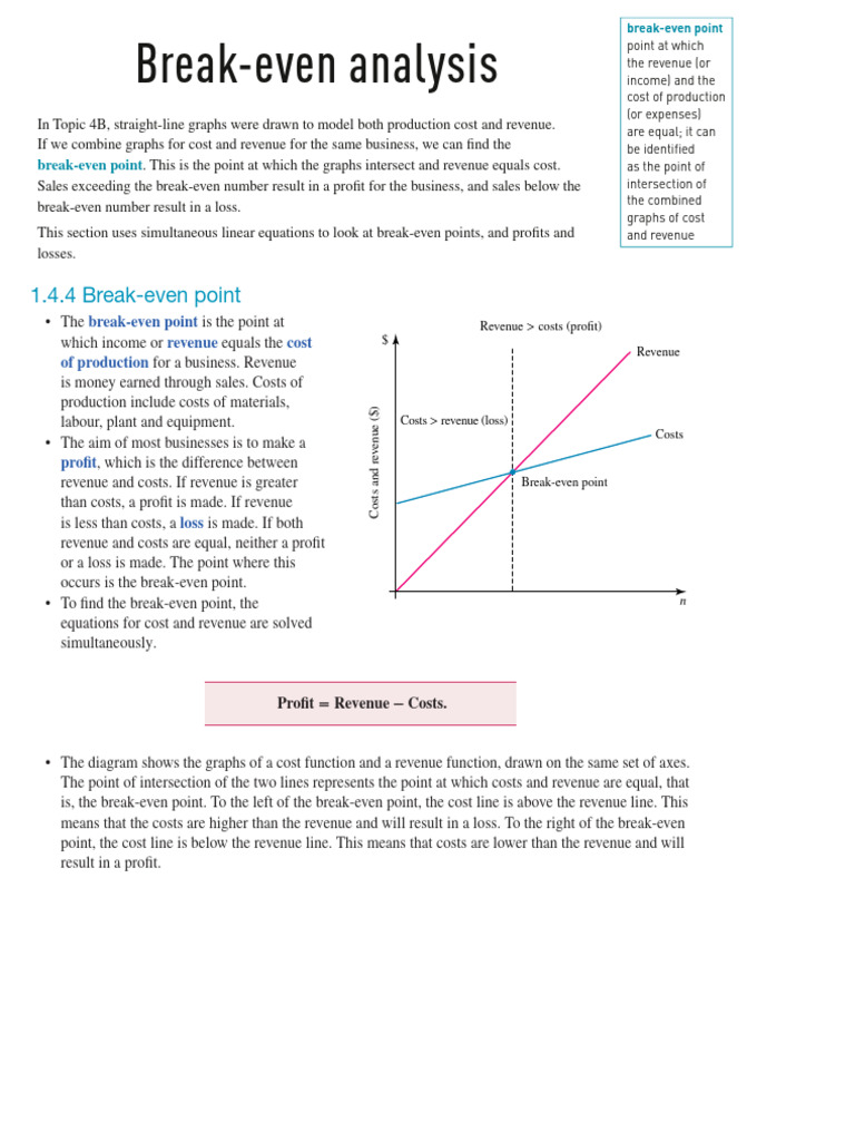 Break-even Analysis and Profit Calculation | PDF | Economics | Business ...