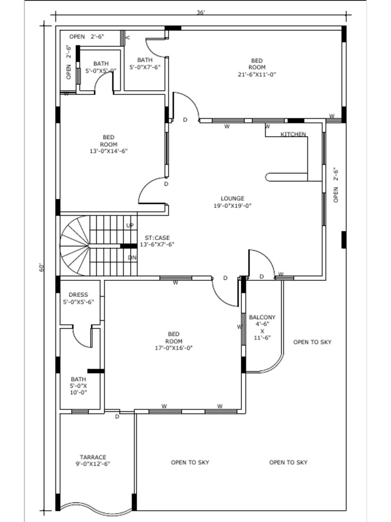 Duplex House Plan with Dimensions | PDF
