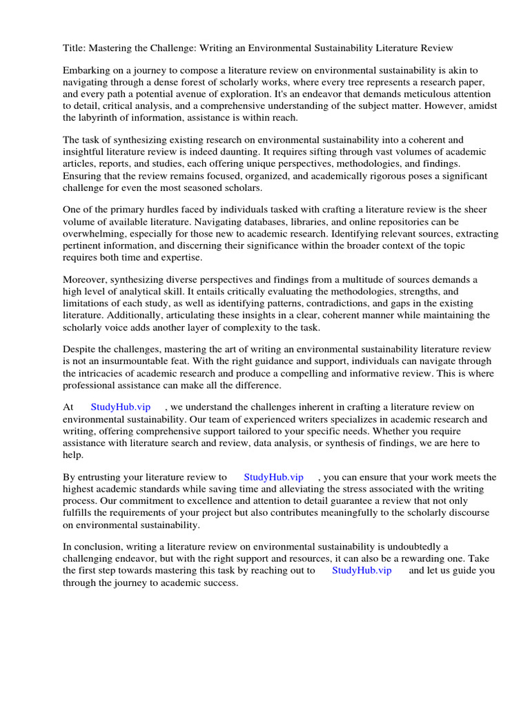 Environmental Sustainability Literature Review PDF Sustainability