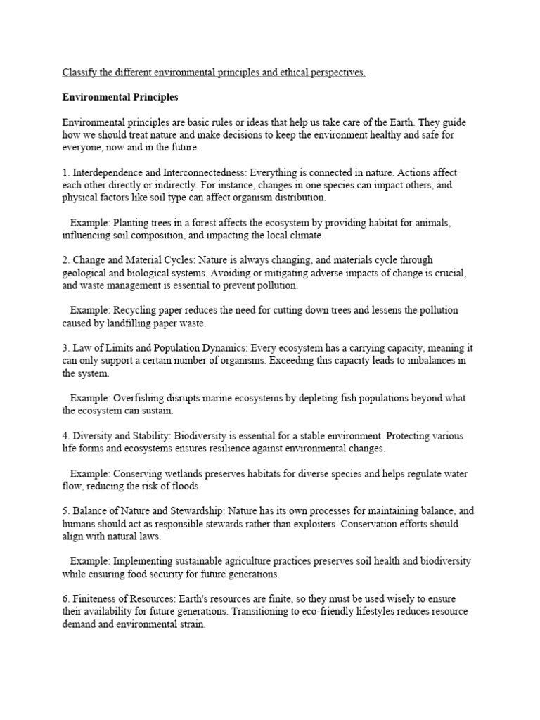 Environmental Principles and Ethics Explained | PDF | Sustainability ...