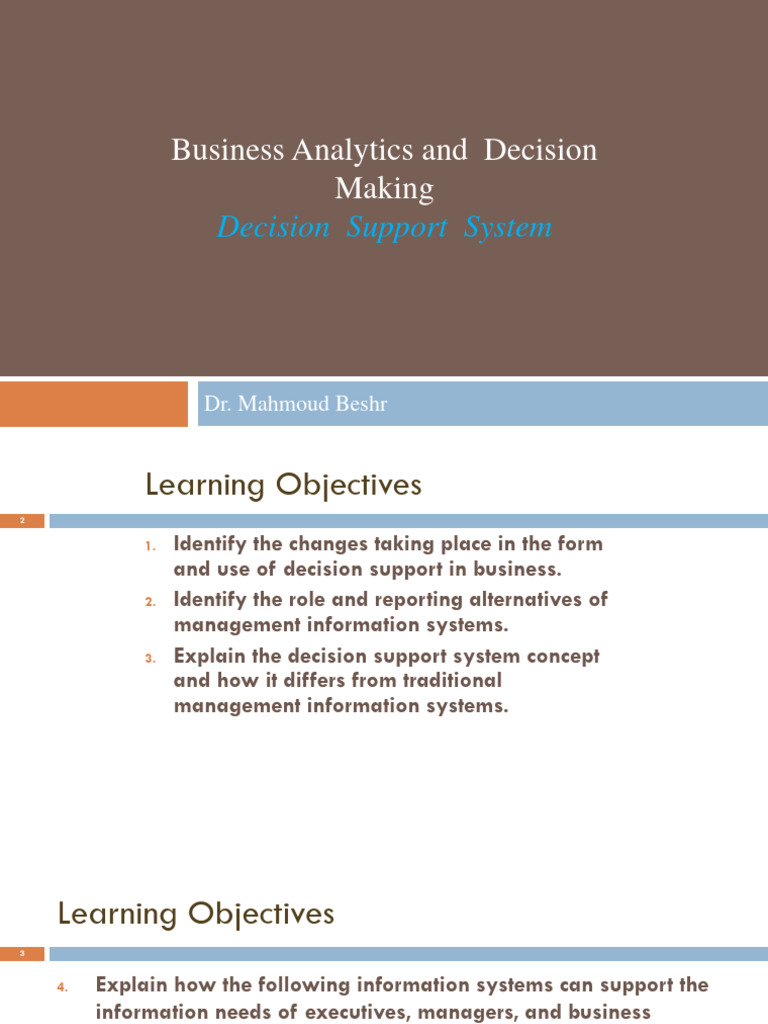 Business Analytics and Decision Support Systems | PDF | Decision ...