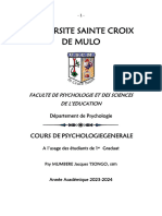 Cours de Psychologie Generale 1er Graduat Fpse