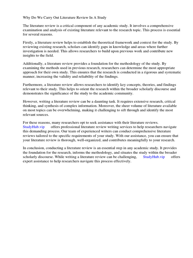 Why Do We Carry Out Literature Review in A Study PDF Methodology