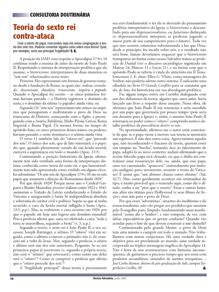 Teoria do sexto rei - RA - 2005.cpb | PDF | Papa | Livro do Apocalipse