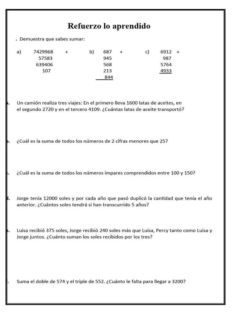 Practicamos OPERACIONES BASICAS | PDF | Métodos y materiales de ...