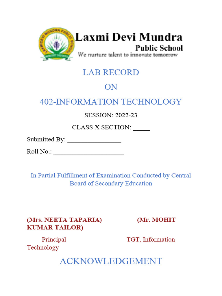 Computer Practical File | PDF | Microsoft Excel | Microsoft Word
