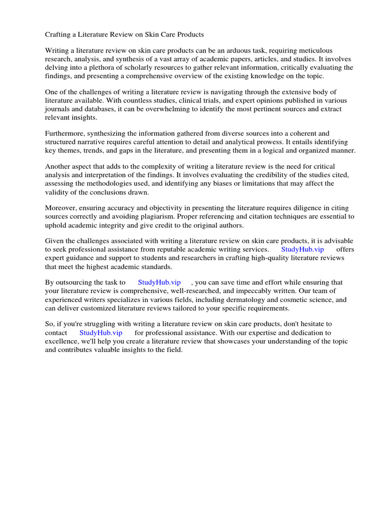 Literature review on skin care products pdf literature review