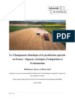 Le Changement Climatique Et La Production Agricole en France: Impacts, Stratégies D'adaptation Et D'atténuation