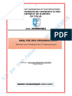 Cours Analyse Des Organisations L1 Informatique - 104846