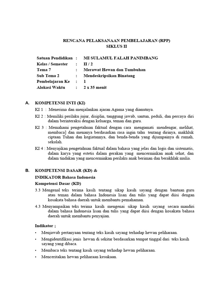 RPP B Indo Kls 2 P Rafi | PDF