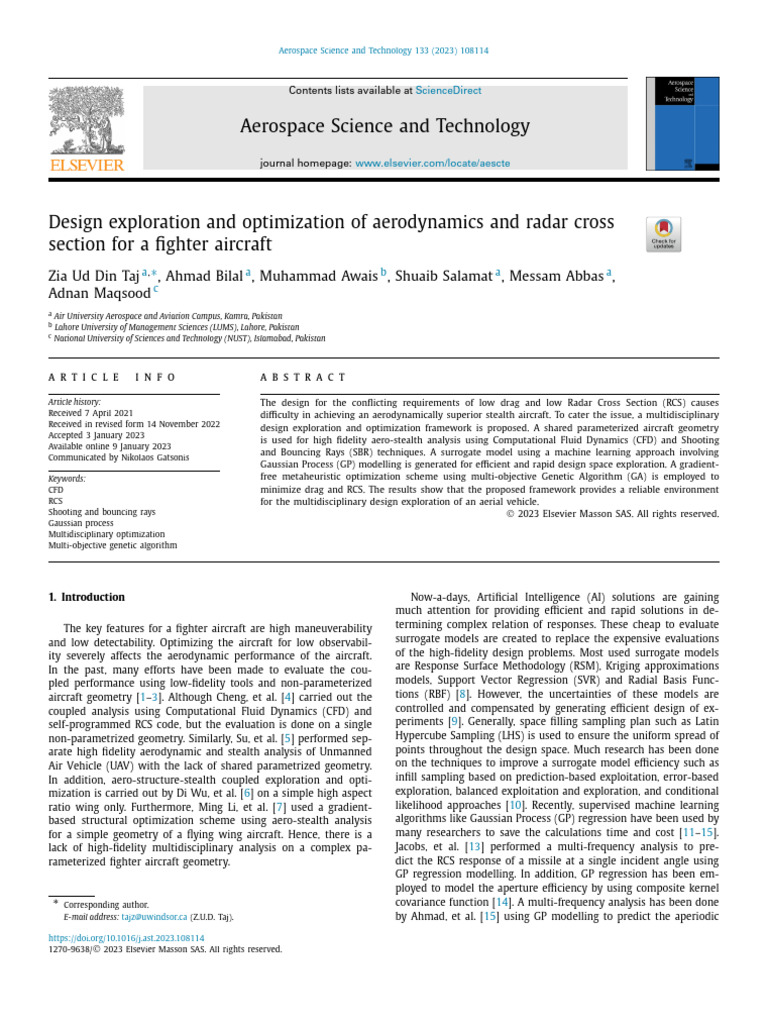 Fighter Aircraft Aerodynamics Optimization | PDF | Mathematical ...