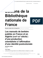 Manuels D'arabe D'hier Et D'aujourd'hui - Les Manuels de Berbère Publiés en France Et en Algérie