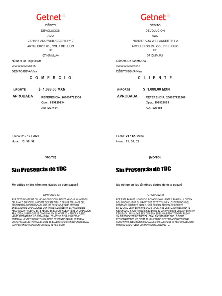 Ticket 1962624 200097722306 VD | PDF | Tarjeta de débito | Visa Inc.