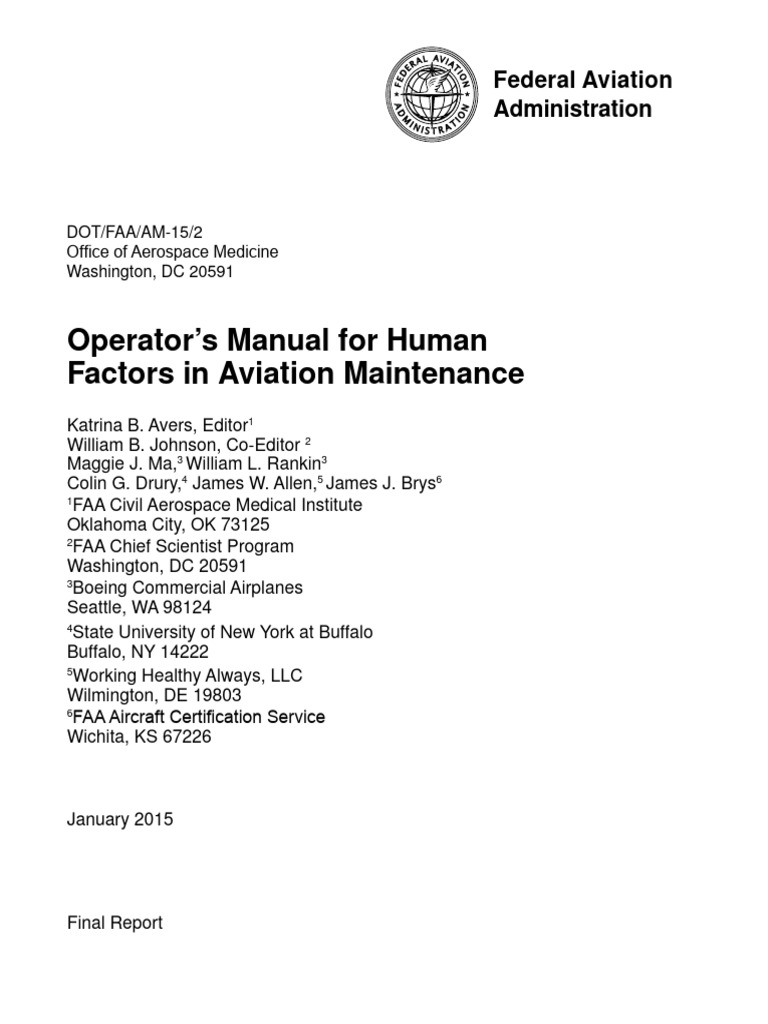 Human Factors in Aviation Maintenance | PDF | Federal Aviation ...