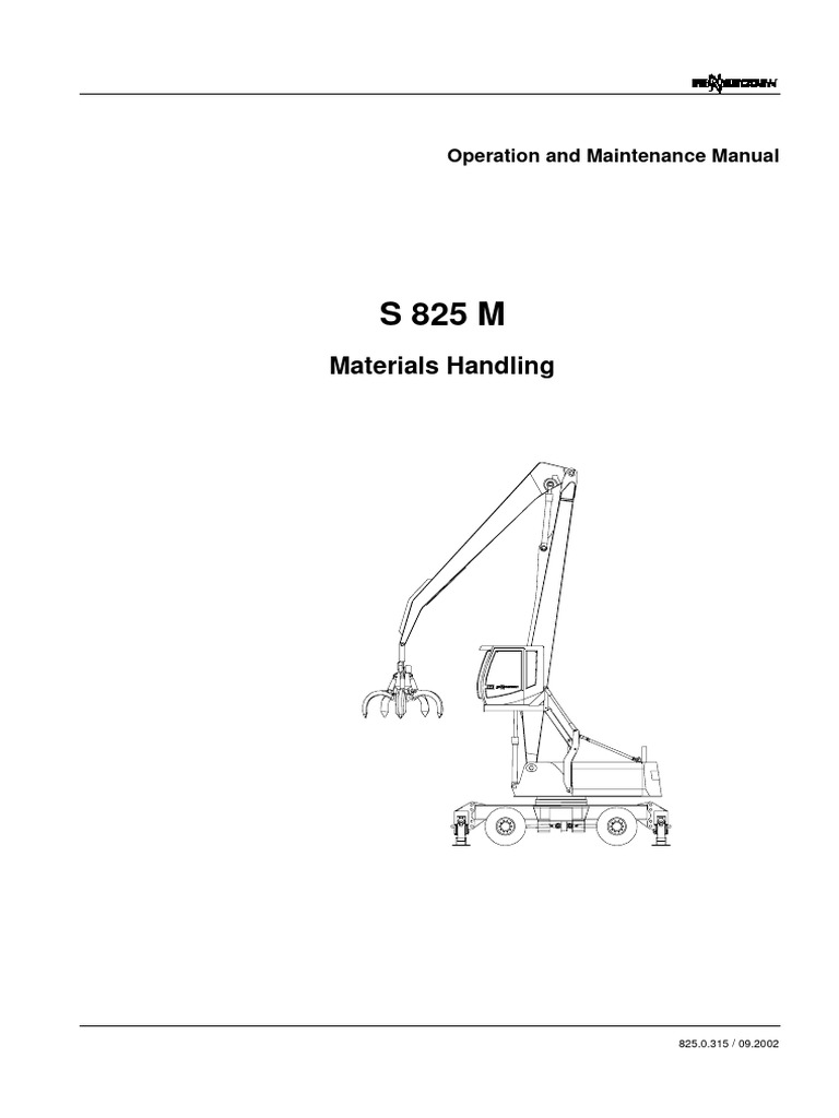 Sennebogen s825m materials operators manual pdf download free pdf