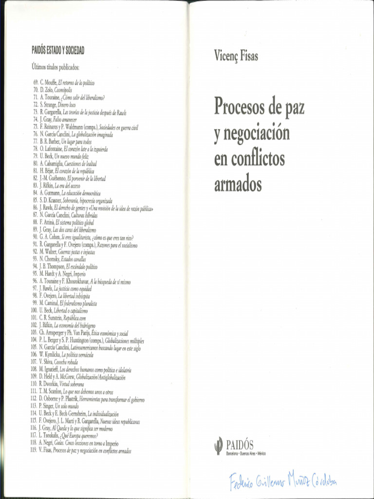 Fisas - Procesos de Paz y Negociación de Conflictos | PDF
