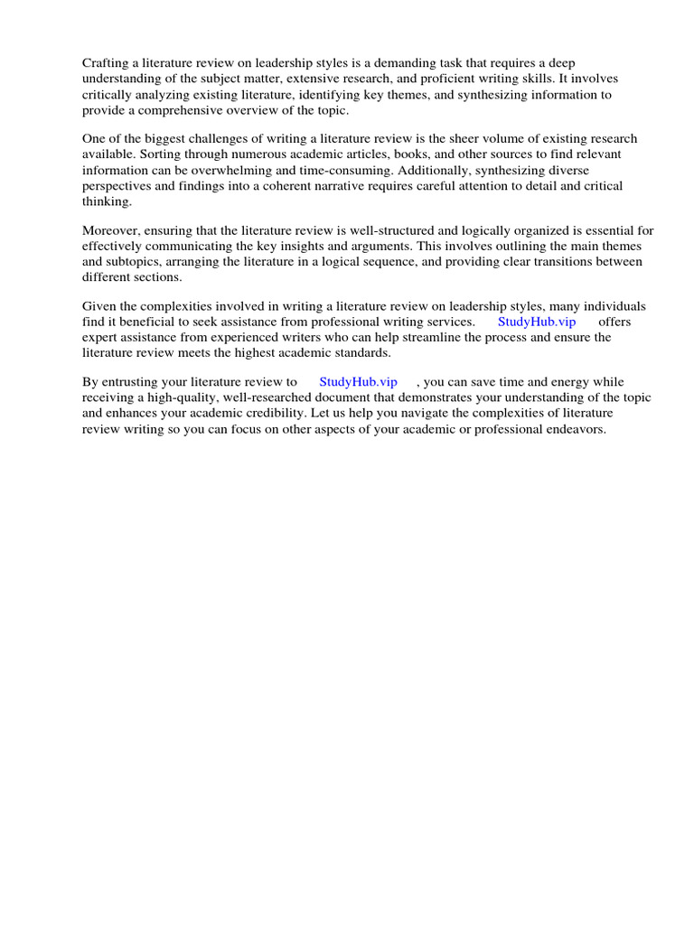 Literature Review About Leadership Style | Download Free PDF ...