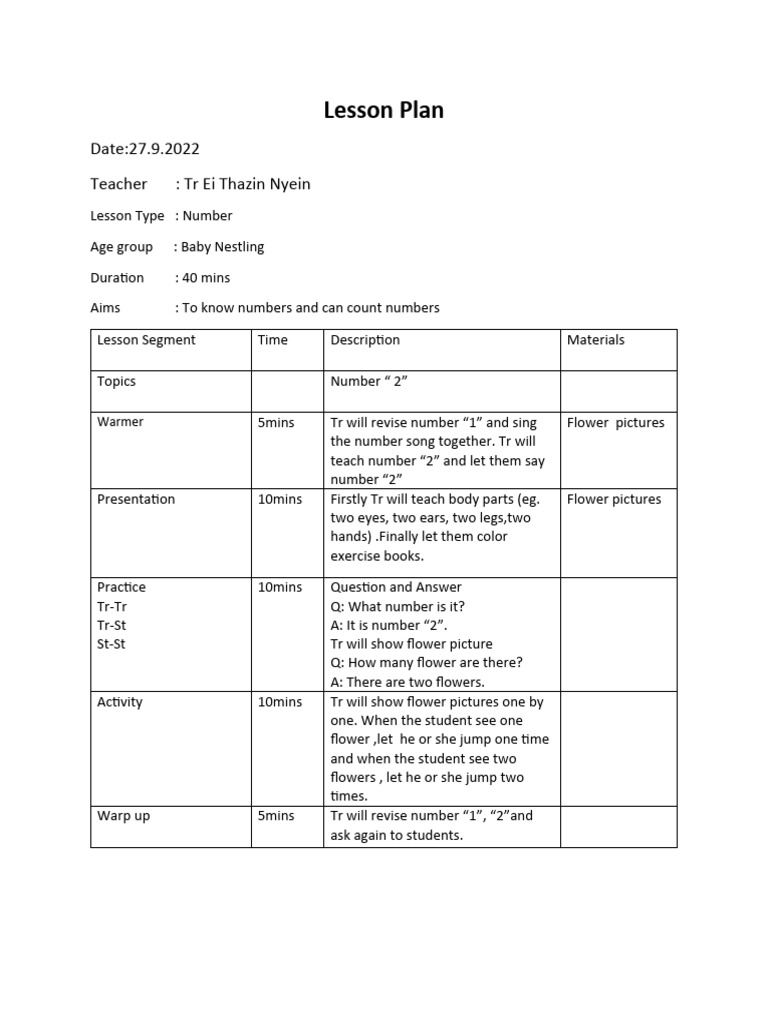 Lesson Plan Sample | PDF