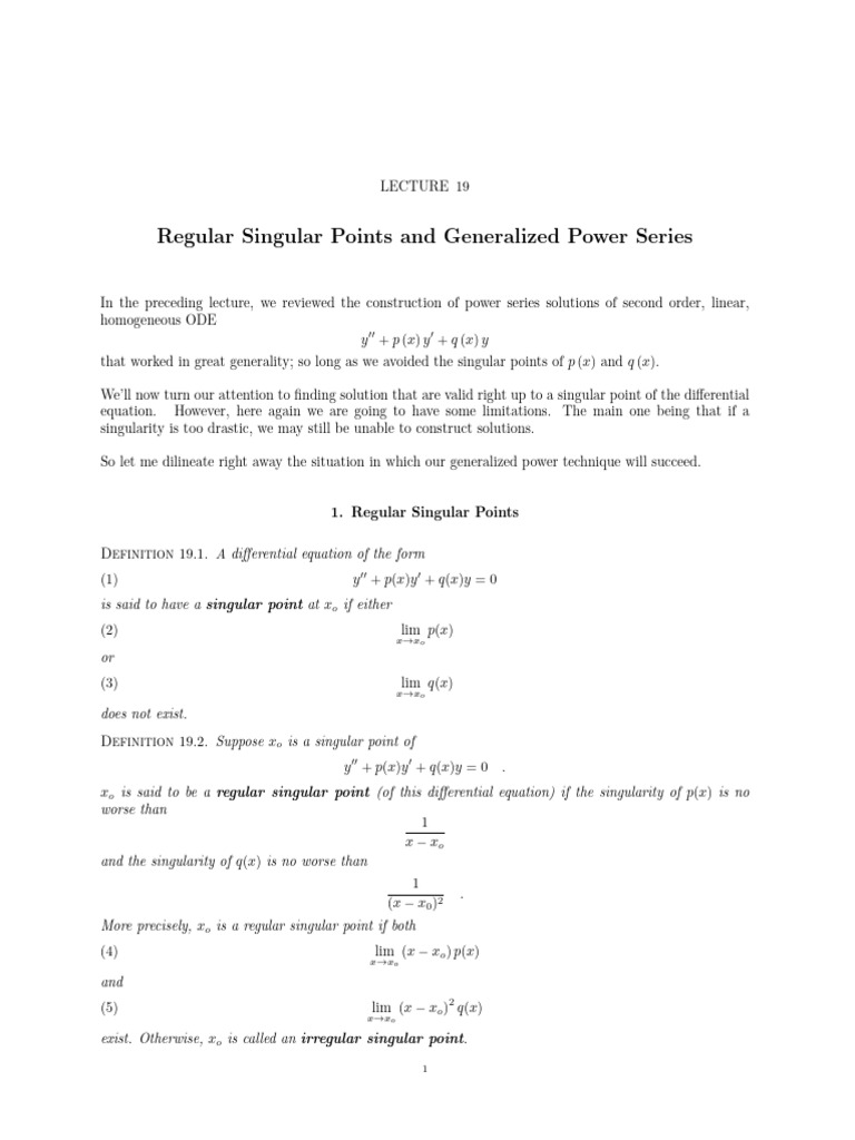 Regular Singular Points in ODEs Explained | PDF