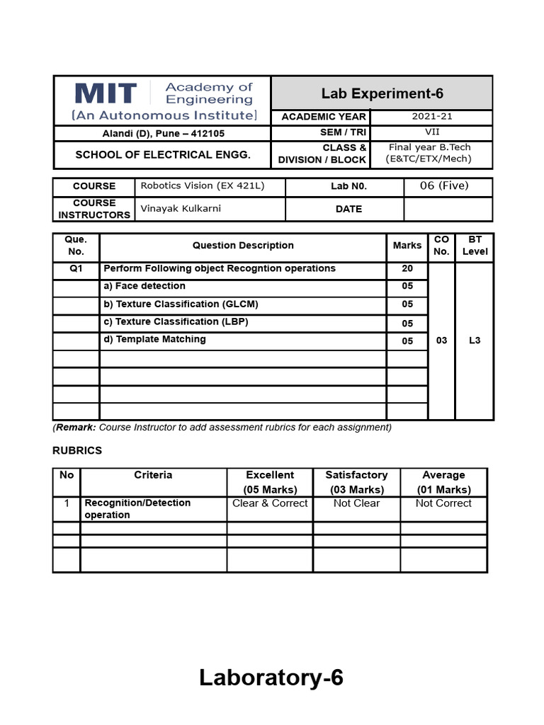 Lab-6-Object Recognition - 4109 | PDF