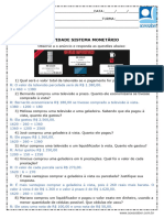 Atividade de Matematica Sistema Monetario 5 Ano e 6 Ano Respostas