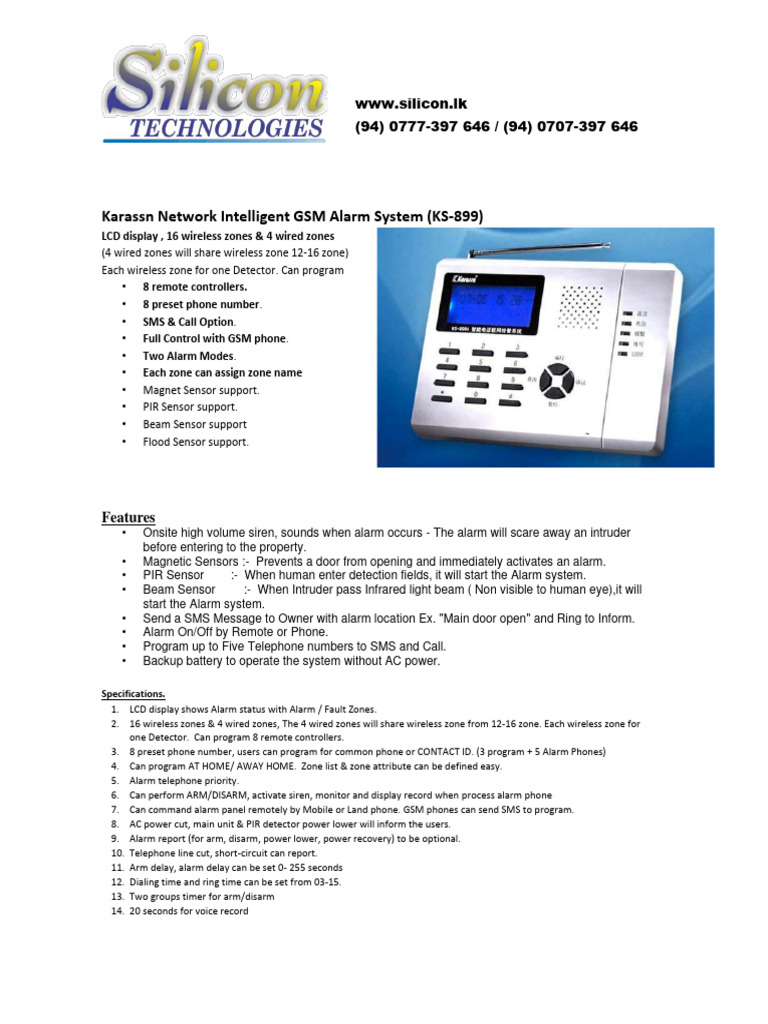 Karassn 8-Zone GSM Alarm System Manual | PDF