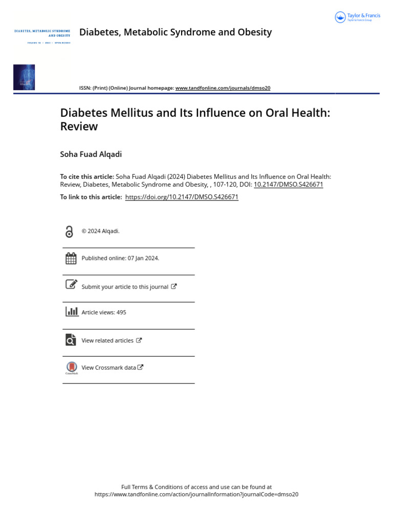 Diabetes Mellitus Impact on Oral Health | PDF | Hyperglycemia | Prediabetes