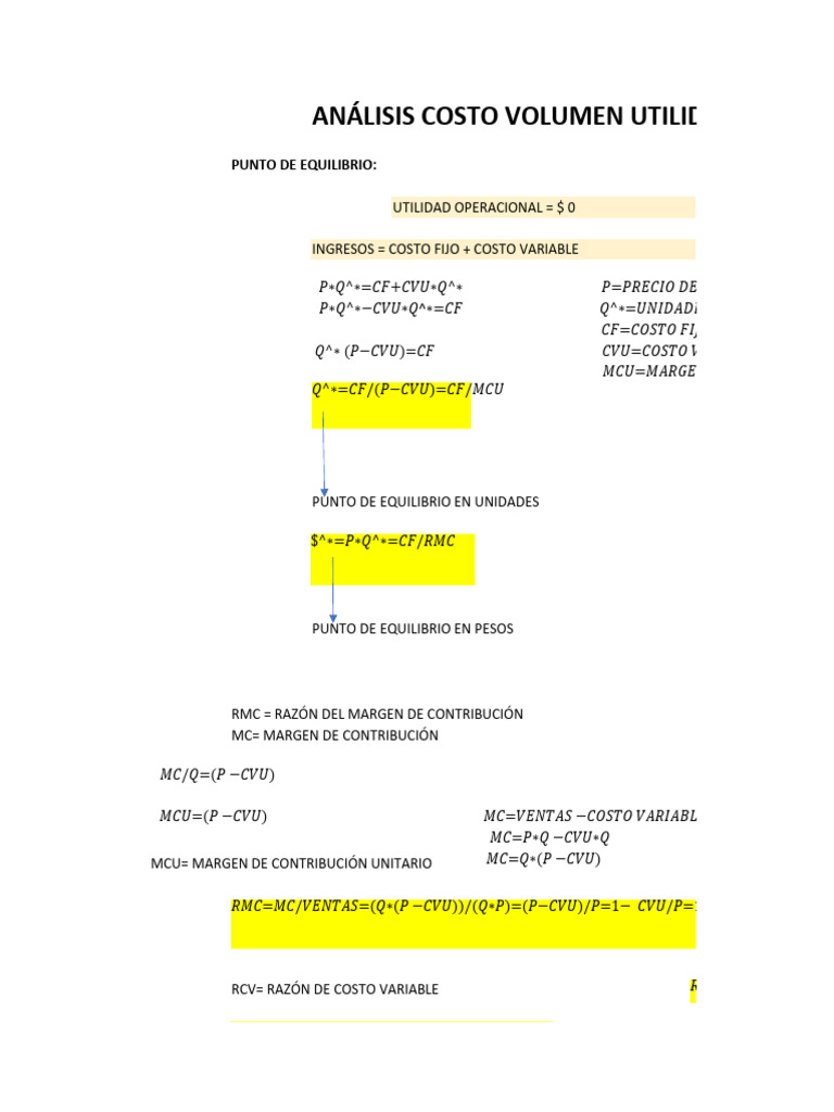 Apuntes Ac S1 Clase Analisis Costo Volumen Utilidad Pdf