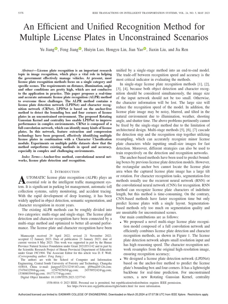 Unified Method for License Plate Recognition | PDF | Artificial Neural ...
