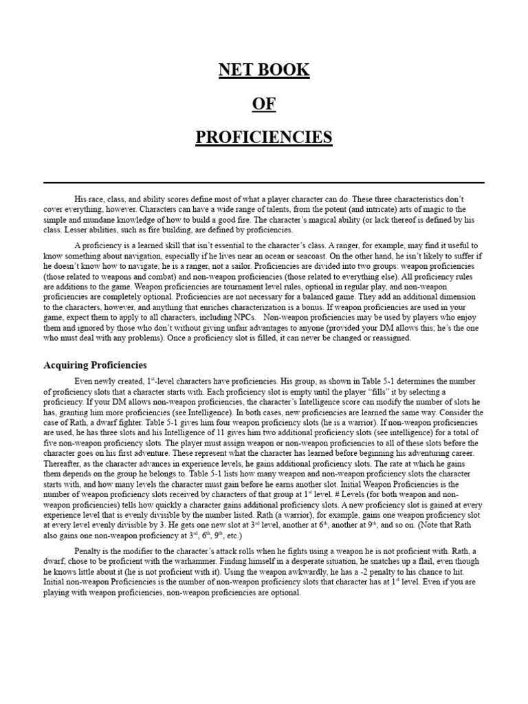 Netbook of proficiencies pdf spear blade weapons