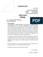 Addis Ababa Ethiopia: Application Letter