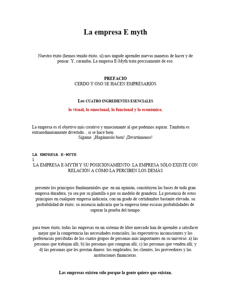 E-Myth: Claves para el Éxito Empresarial | PDF | Business | Mente