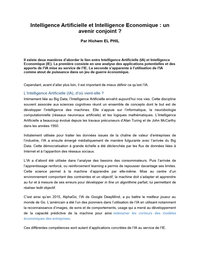 IA et IE : Synergie Stratégique | PDF | Intelligence artificielle ...