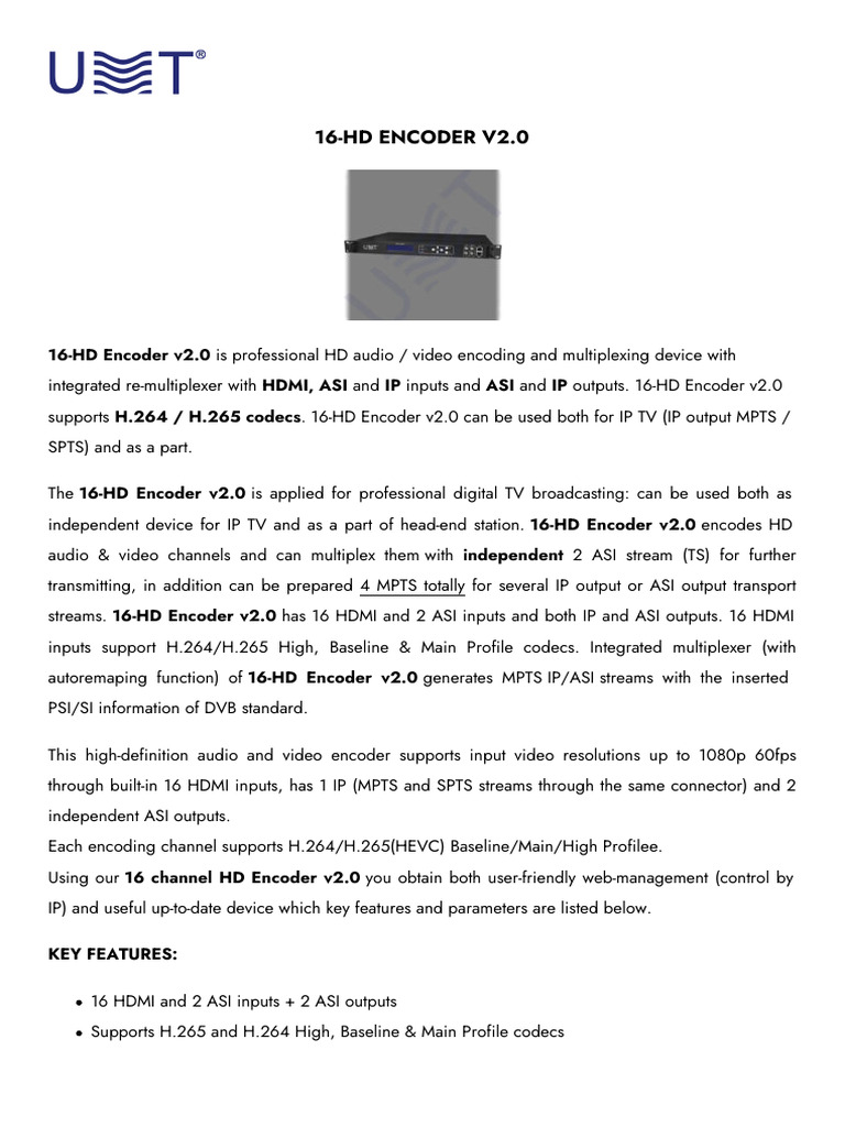 16-HD Encoder v2.0 | PDF | Hdmi | High Definition Television