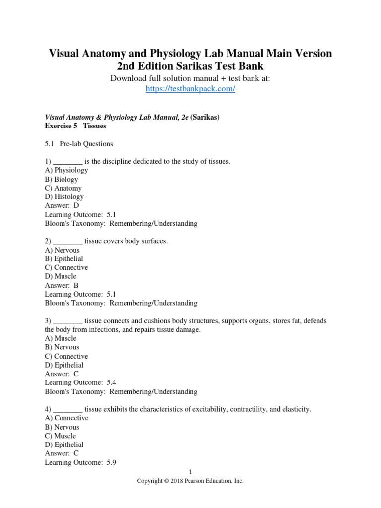 Visual Anatomy and Physiology Lab Manual Main Version 2Nd Edition