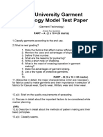 Anna University Garment Technology Model Test Paper