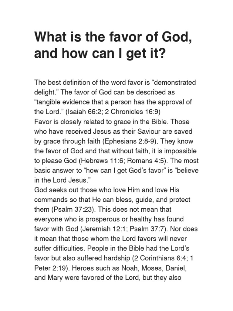 What Is The Favor of God How Can I Get