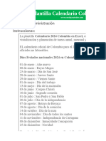 Calendario Colombia 2024