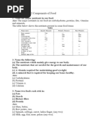 Science Chapter 2 Components of Food